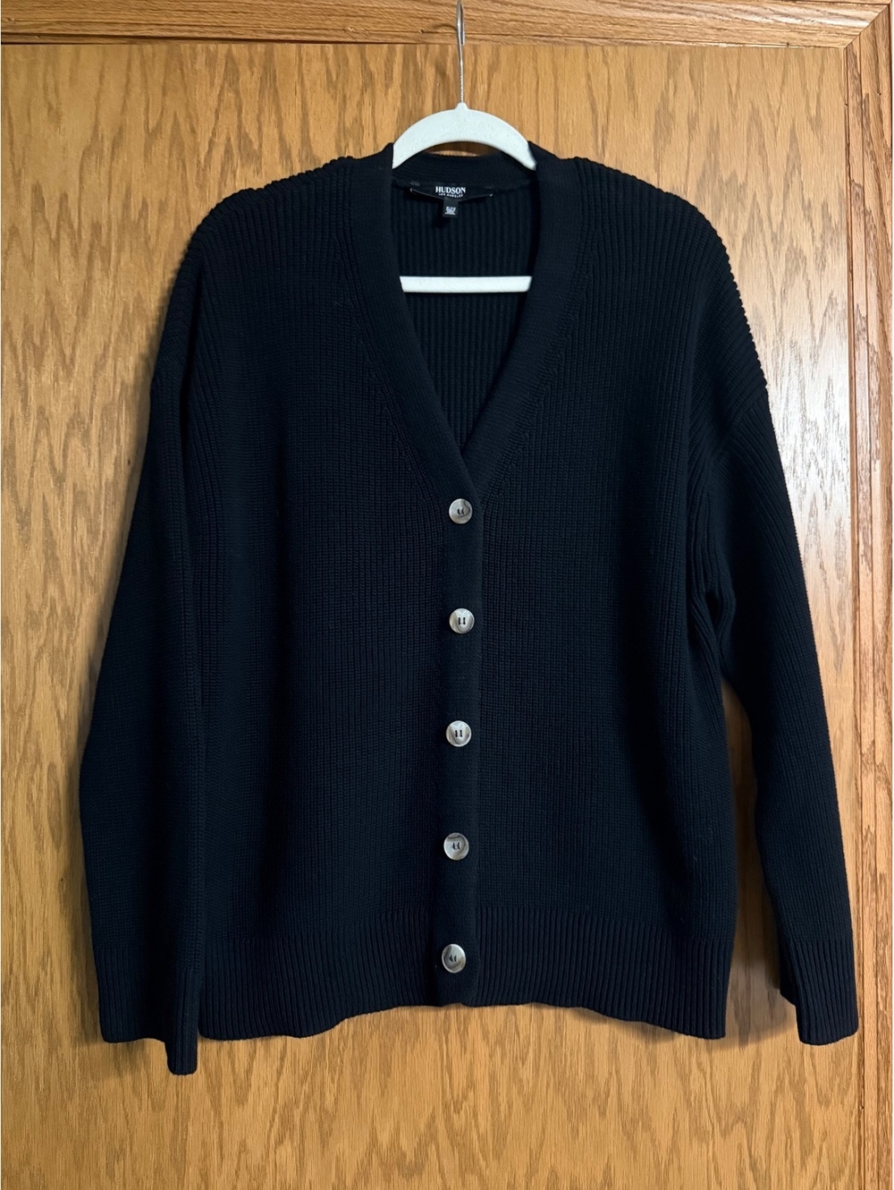 Hudson Los Angeles Women’s Black 100% Cotton Button-Front Cardigan Size XL - Picture 2 of 5